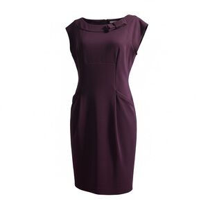 Evan Picone Plum Sheath Dress Bow Detail Career Office Dress Size 14